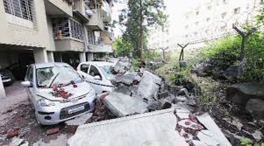 Wall collapses in Thane, crushed nine cars