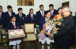 President Pranab Mukherjee with School children on Teacher's Day