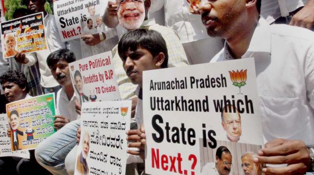 Youth staged 'Protest' against PM Modi’s action in Arunachal,Uttarakhand