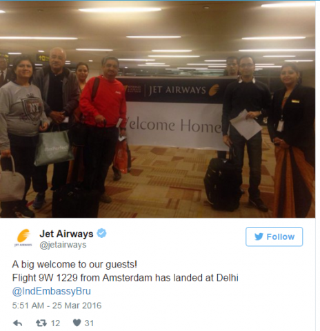 Brussels attack row: Jet flight carrying homeless Indians landed in Delhi