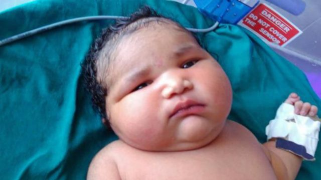 Woman welcomed her first baby girl who tipped the scale at just under 7kgs