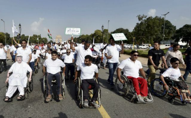 World Spinal Injury Day:over 150 wheelchair users took out a rally at the Rajpath