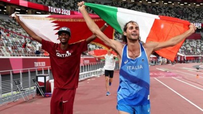 History! Two Atheletes share Olympic men's high jump gold