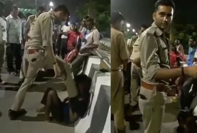 लखनऊ में फिर सामने आई पुलिस वाले की दबंगई, रिक्शा वाले को पीटा
