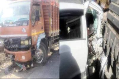 ट्रक और कार की टक्कर में तीन युवकों की मौत