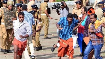 सबरीमाला को लेकर घमासान जारी, संघ का दफ्तर फूंका, भाजपा सांसद के घर पर बम फेंका