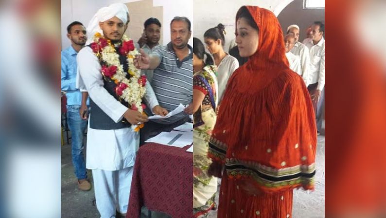 मध्यप्रदेश चुनाव: हाथों में मेहँदी रचाए वोट डालने पहुंची दुल्हन, माला पहने दूल्हे ने भी किया मतदान