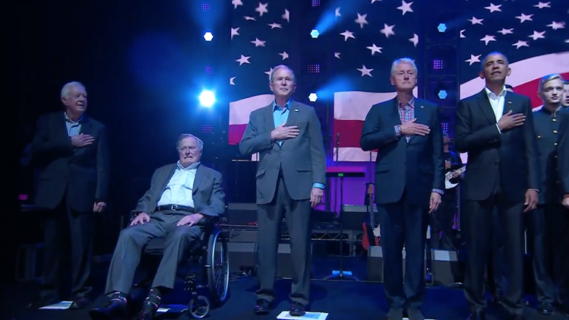 अमेरिका में आए तूफान को लेकर एक मंच पर आए 5 राष्ट्रपति
