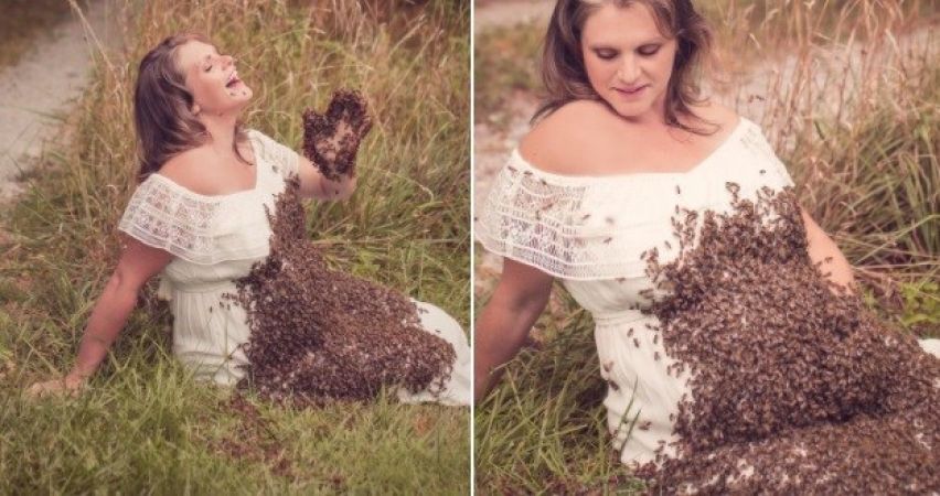 प्रेगनेंट महिला ने 20 हजार मधुमक्खियों के साथ कराया फोटोशूट