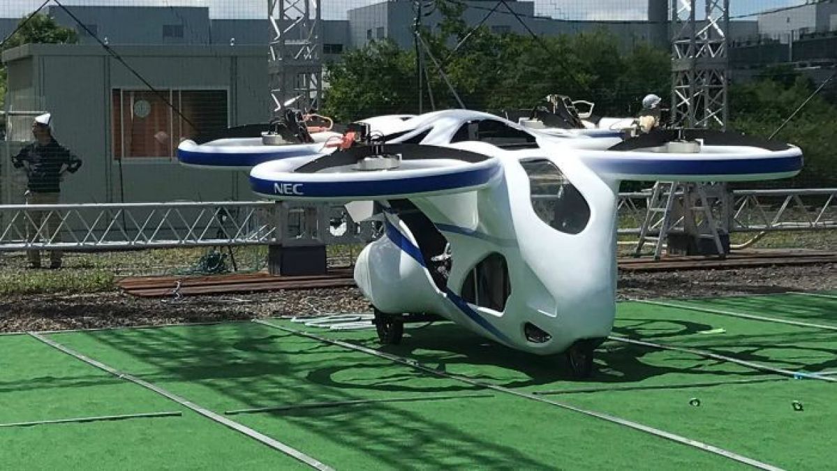 Japan's NEC shows 'flying car' hovering steadily for a minute