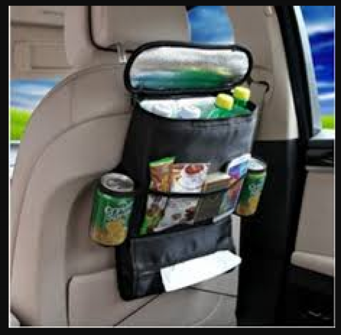 This car seat back organizer will make travel in the car comfortable
