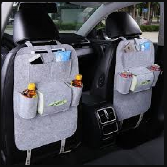 This car seat back organizer will make travel in the car comfortable
