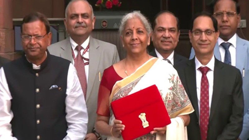 Finance Minister Nirmala Sitharaman Reaches North Block Ahead of Union Budget