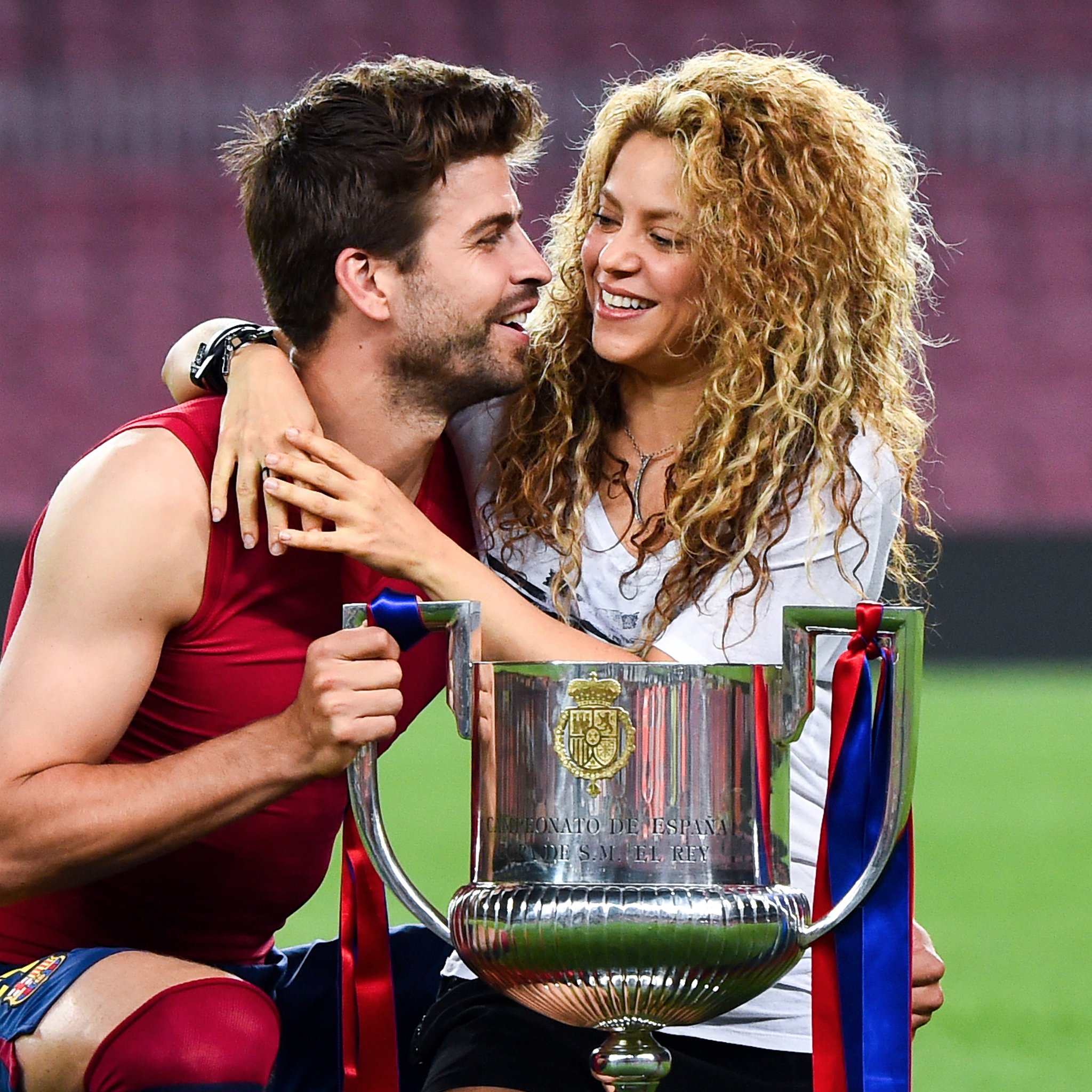 Spain's legendary footballer Gerard PK and famous pop singer Shakira m...