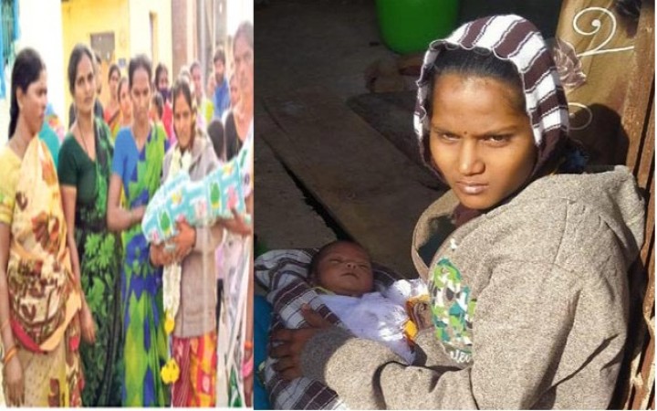 The young woman attends the husband's funeral with a six-day-old baby, the sister who carried the paddy