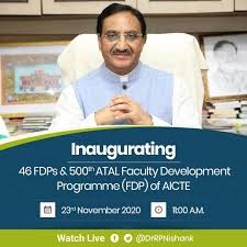 Education Minister inaugurated 46 online ATAL FDPs by AICTE