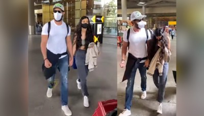 Hrithik was seen in a fun mood at the airport holding girlfriend's hand, video went viral