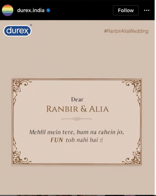 'Mehfil Mein Tere, Hum Na Rahe Jo, FUN Toh Nahi Hai,' Condom company congratulated Alia-Ranbir