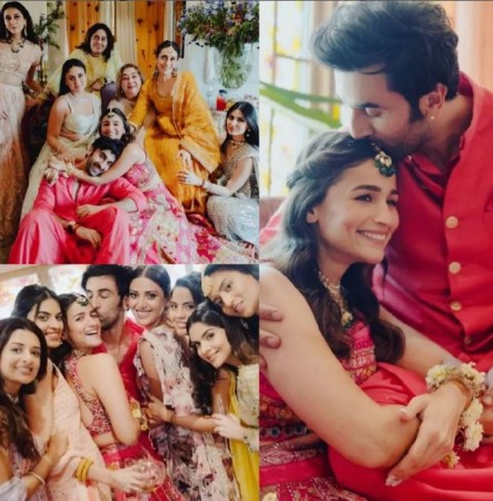 Ranbir is seen kissing Alia at the Mehendi ceremony, stunning pictures surfaced