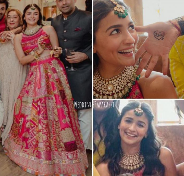 Ranbir is seen kissing Alia at the Mehendi ceremony, stunning pictures surfaced