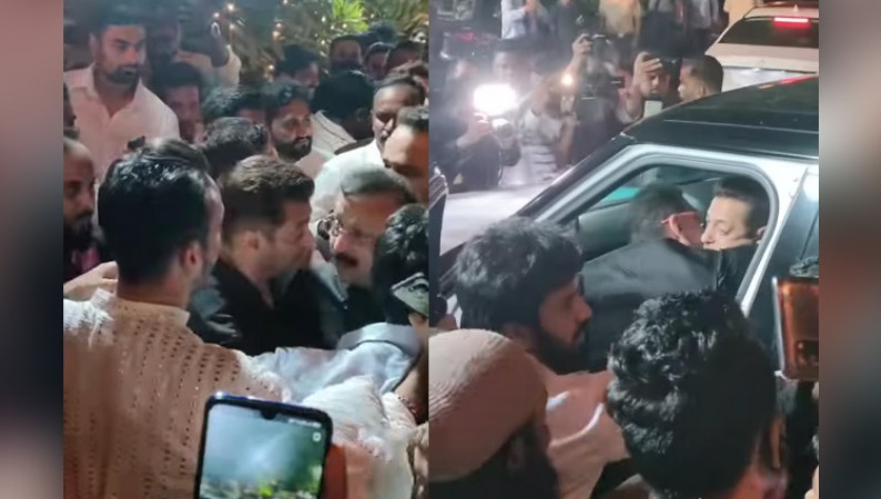 VIDEO: Salman looked happy at Iftar party, Baba Siddiqui hugged and kissed!