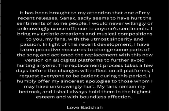 Badshah repented after making a mistake, apologized to the people in the 'Bholenath controversy'