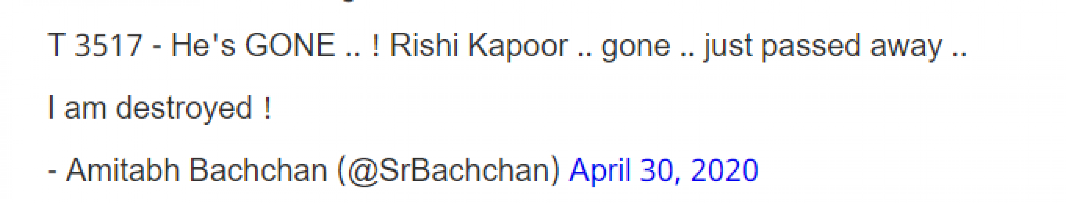 Amitabh Bachchan breaks down with Rishi Kapoor's demise