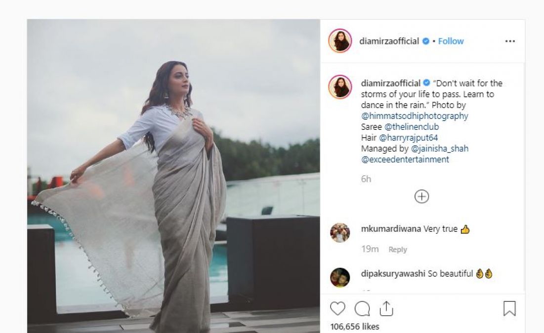 After splitting from husband, Diya recently shared a photo of her, fans showed her immense love!