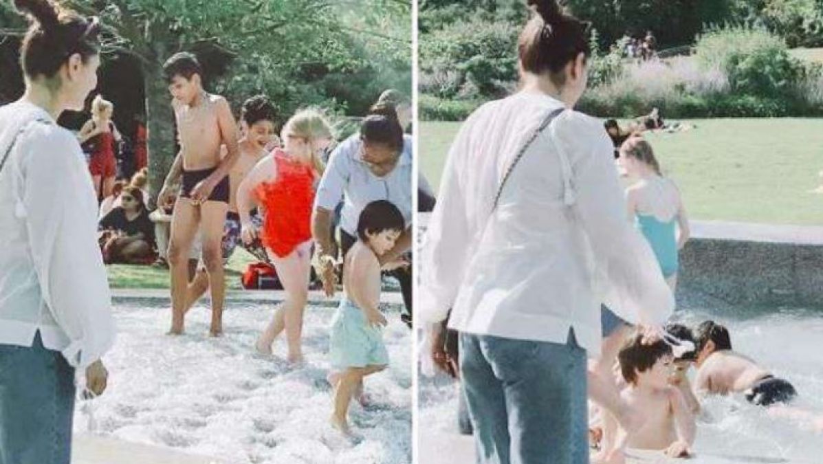 Taimur was spotted shirtless in the pool party; people go crazy for his cuteness!