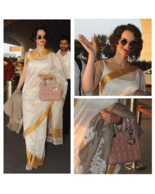 On this special occasion, Kangana wore a white saree and looked extremely beautiful!