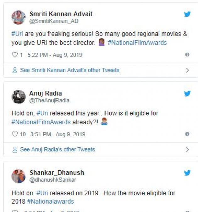 Uri, a film that came in the year 2019, wins The National Award for 2018; how? People Are posting Questions!