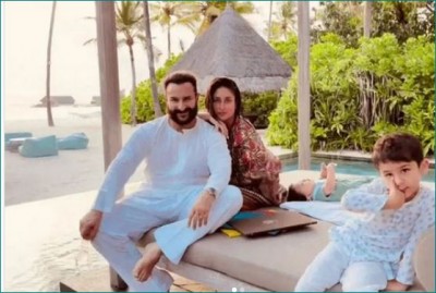 Bollywood Bebo shares full family picture with Jeh from Maldives on Saif's birthday