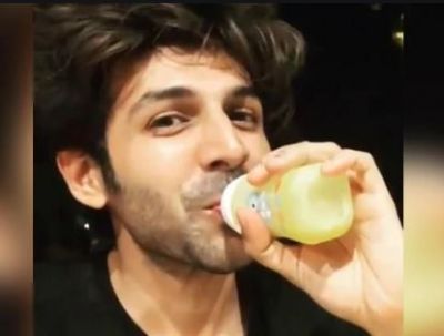 Kartik Aaryan sipping mango shake from a baby bottle, video going viral
