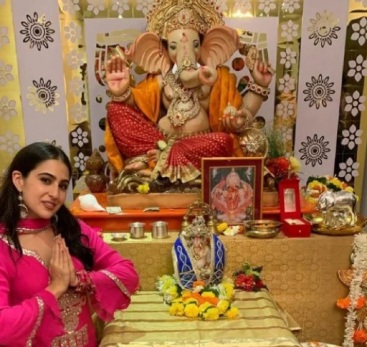 Sara Ali Khan celebrates Ganesh Chaturthi, folds hands in front of 'Bappa'