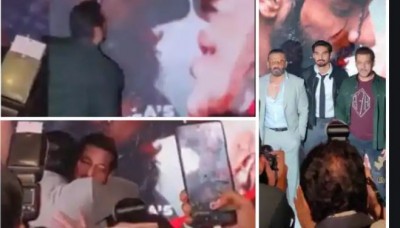 Salman Khan was seen kissing the poster of Ahan Shetty
