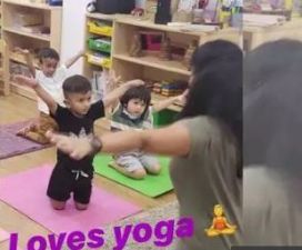 Taimur seen doing Yoga at school, pictures going viral