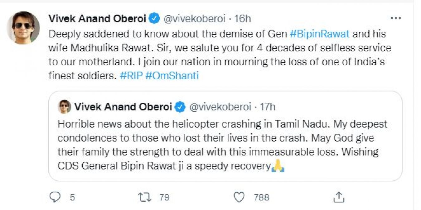 Salman-Vivek expressed grief over the death of General Bipin Rawat