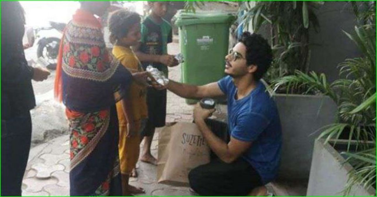 Ishaan Khattar seen distributing food to poor children