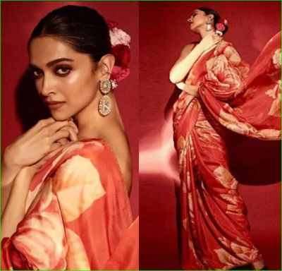 Deepika Padukone looked very attractive in red saree, check out pictures here