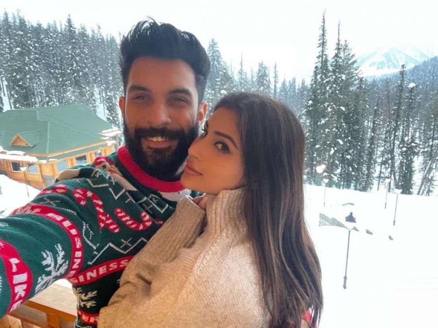 Mouni Roy arrives for honeymoon with husband in snowy valleys