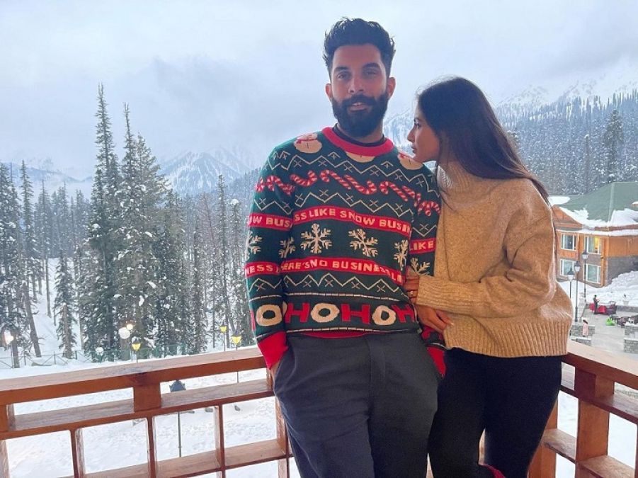 Mouni Roy arrives for honeymoon with husband in snowy valleys