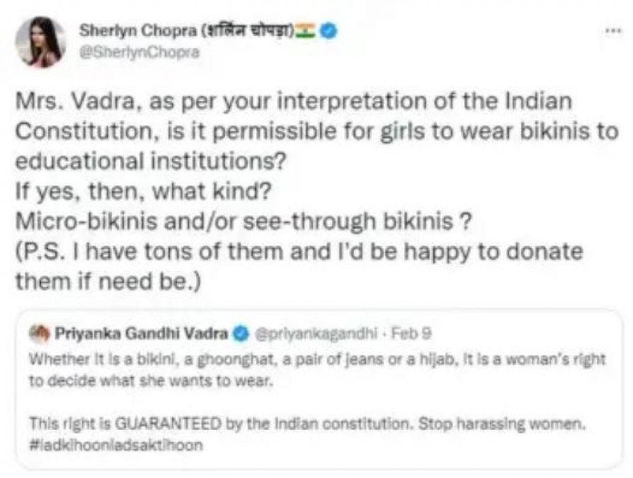 Sherlyn Chopra spoke on the hijab controversy, raised questions about bikini