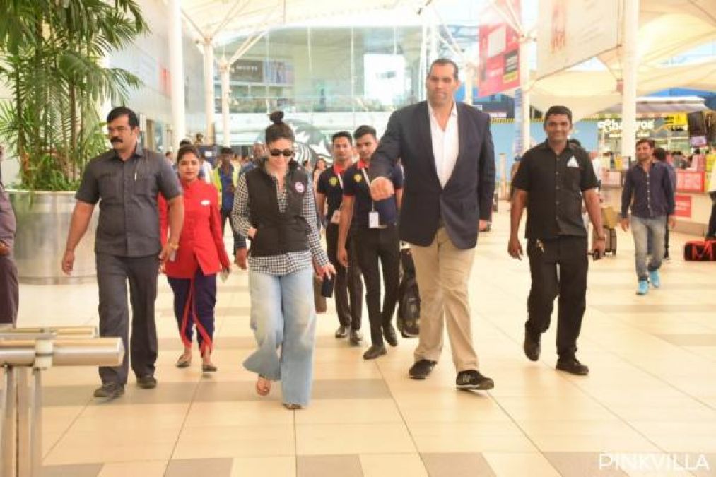 एयरपोर्ट के बाहर एकसाथ स्पॉट हुए द ग्रेट खली और करीना कपूर खान