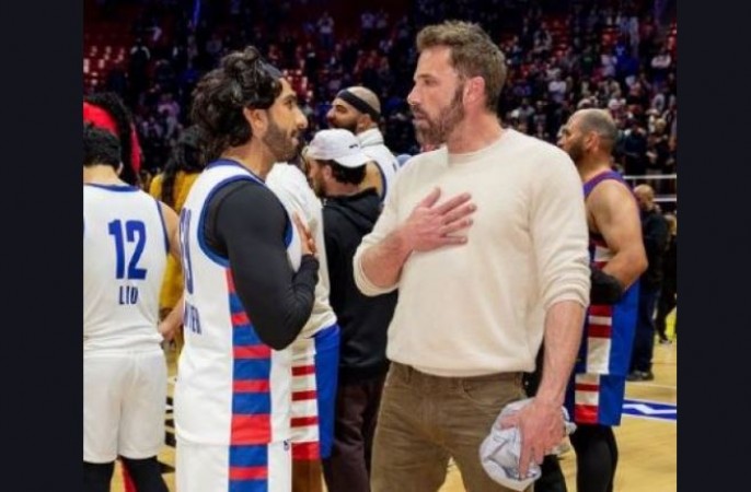 NBA मैच के दौरान बेन एफ्लेक से मिले रणवीर सिंह, वायरल हुई तस्वीरें