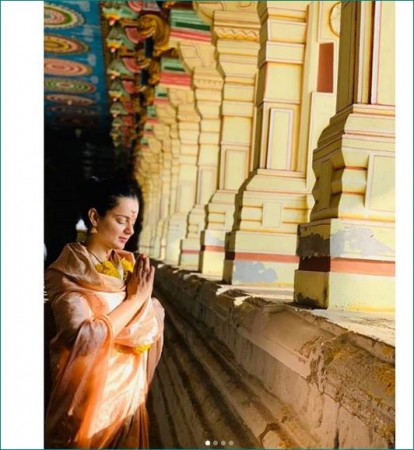 रामेश्वरम जिले के प्रसिद्ध शिव मंदिर पहुंची कंगना रनौत