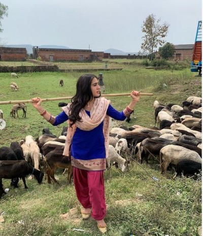 Sara Ali Khan arrives UP, seen grazing goats