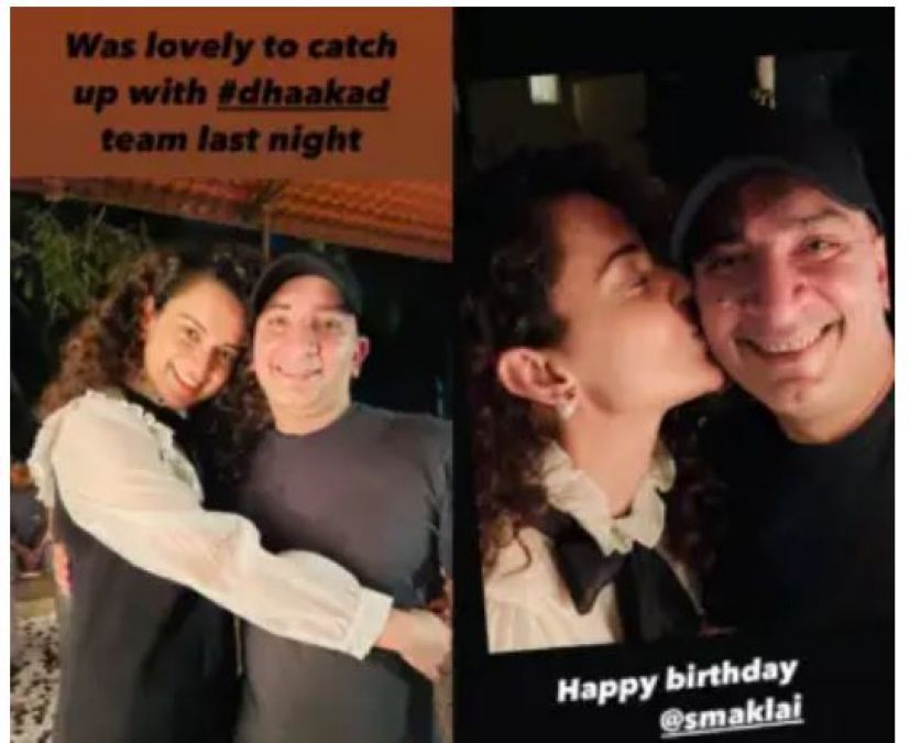 Kangana celebrated Dhaakad producer's birthday, seen kissing