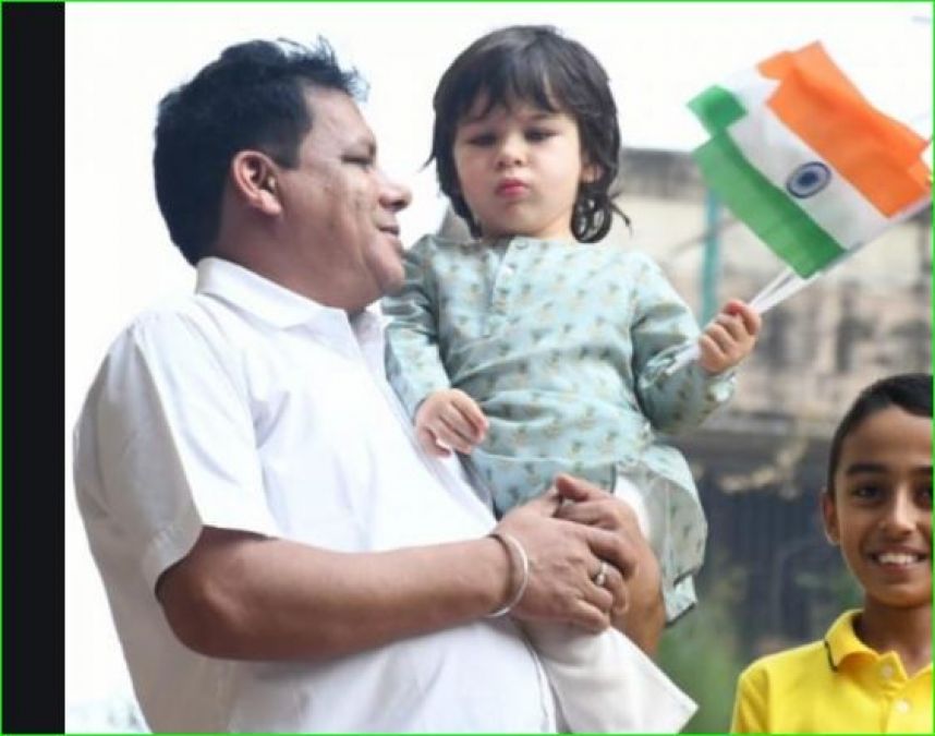 Taimur looks happy with tricolor in his hand on Republic Day