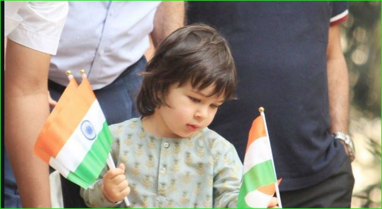 Taimur looks happy with tricolor in his hand on Republic Day