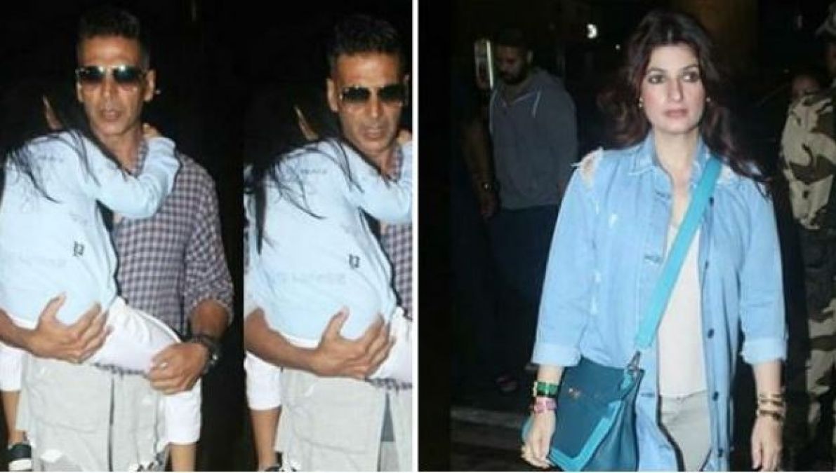 VIDEO: Akshay Kumar, Twinkle left for London with their daughter sleeping